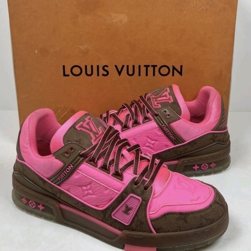 Louis Vuitton Mens's Pink and Brown Sneakers